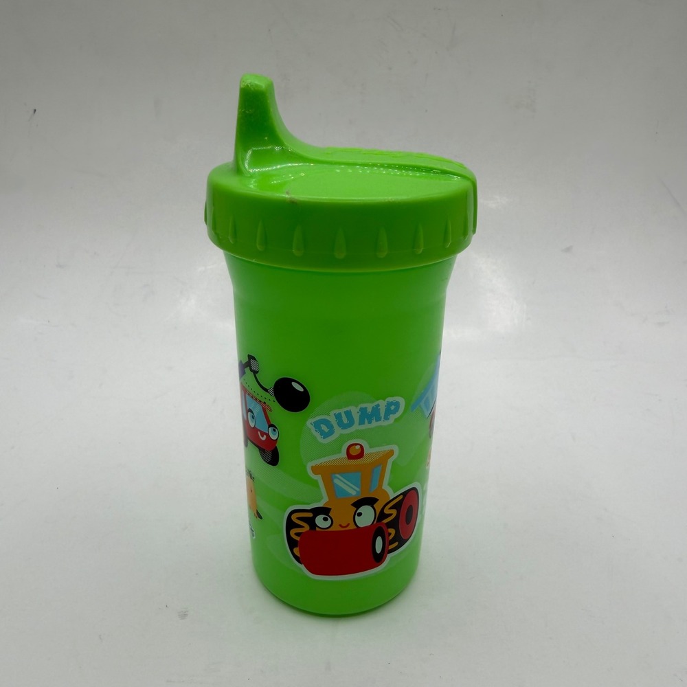 Vintage Playtex Construction Vehicle Sippy Cup Green Dump Truck Scoop Load